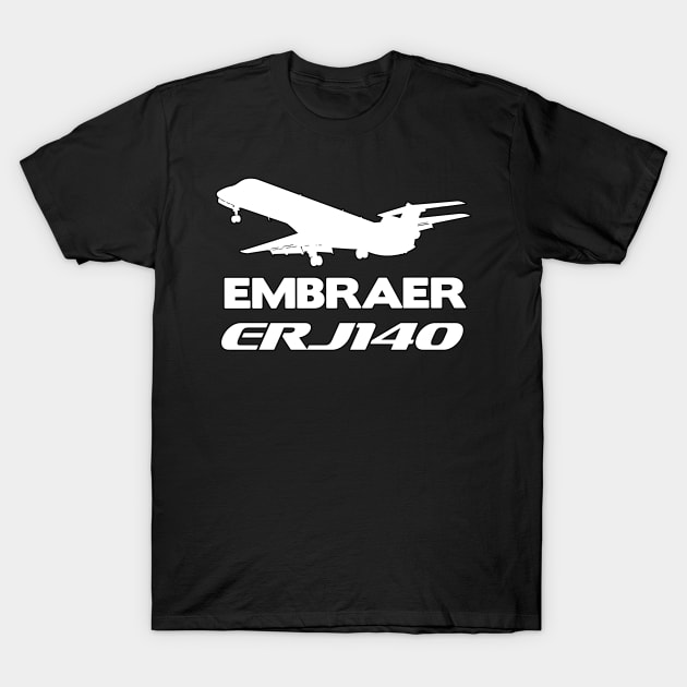 Embraer ERJ140 Silhouette Print (White) T-Shirt by TheArtofFlying